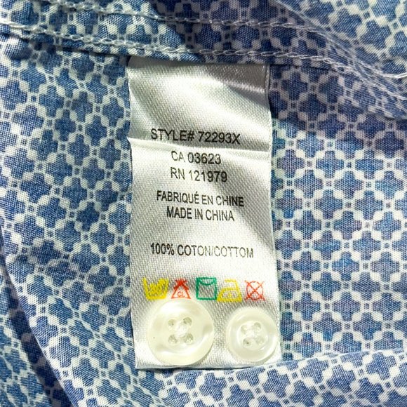 Private Member- Stylish Cotton Blue Patterned Button Down Shirt - Picture 7 of 8